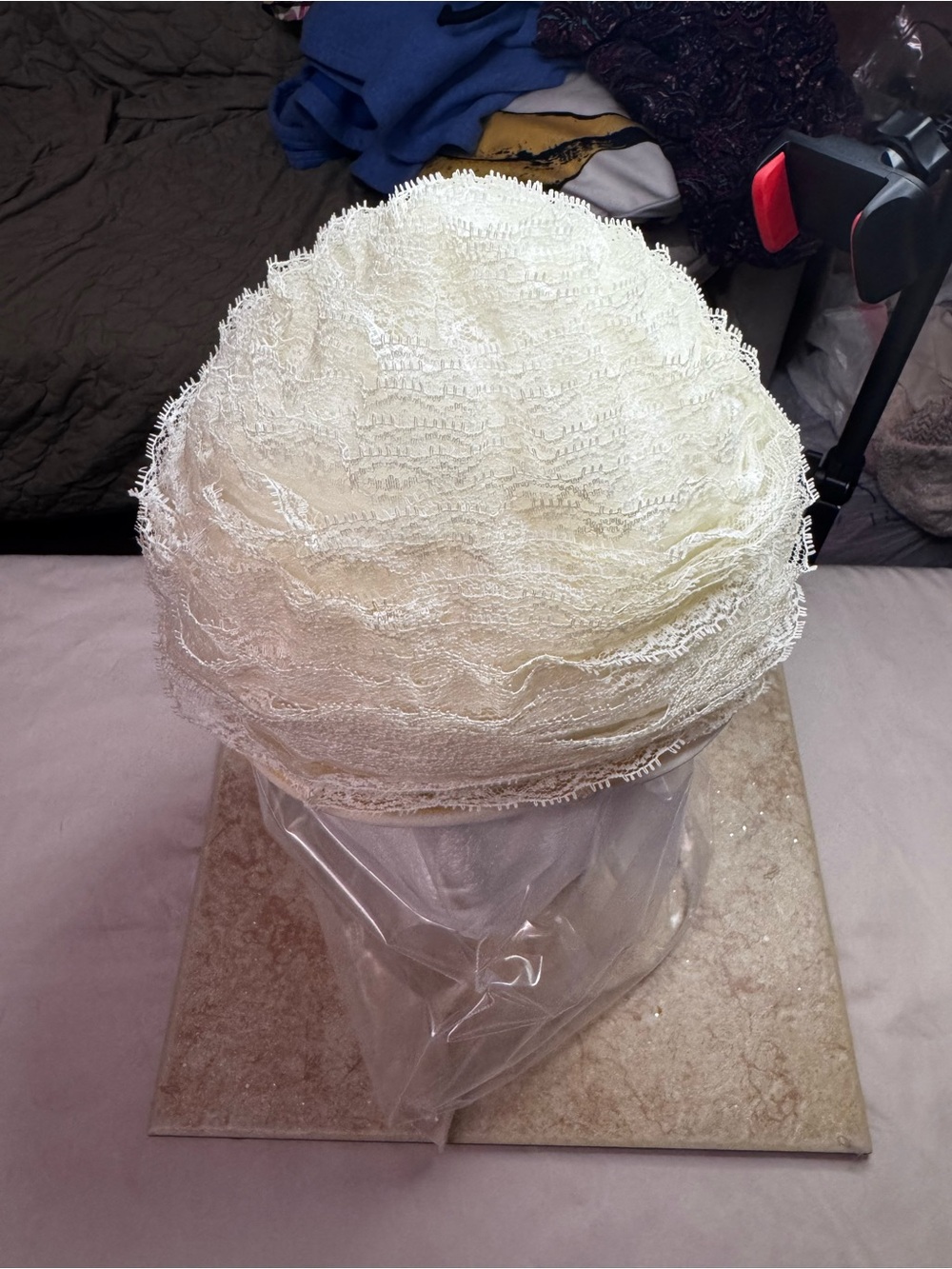 Vintage Ivory Layered Lace Women's Cloche Hat